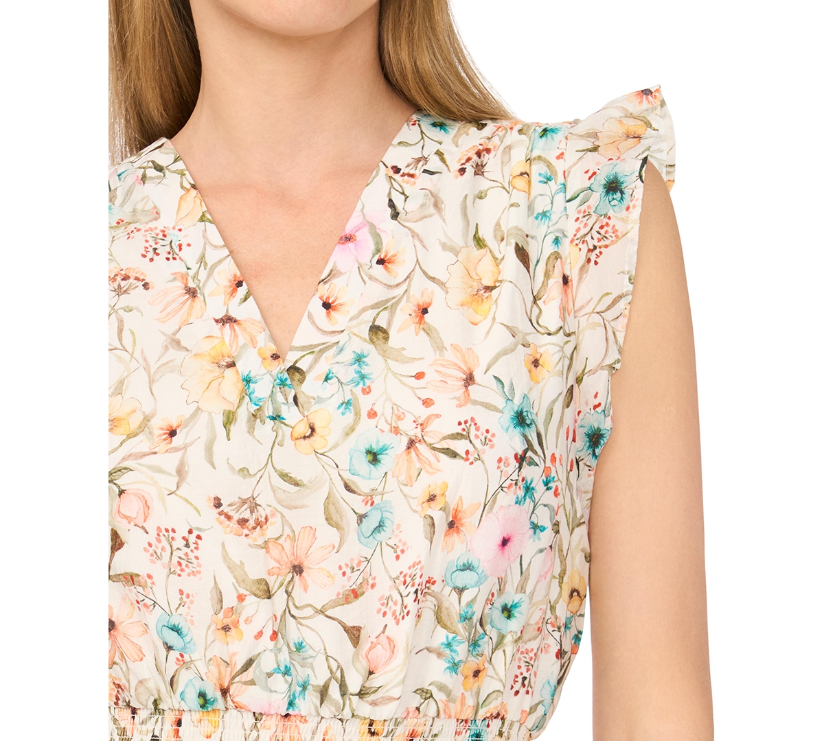 Vince Camuto Women's V-Neck Ruffle Detail Tiered Dress