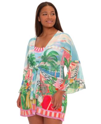 Plus Size Miami Beach Tie-Front Cover-Up Tunic