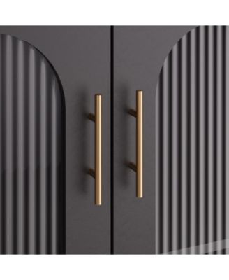 Sideboard Buffet Cabinet with Storage , Wooden Storage Cabinets with Glass Doors, Two Golden Metal Handles