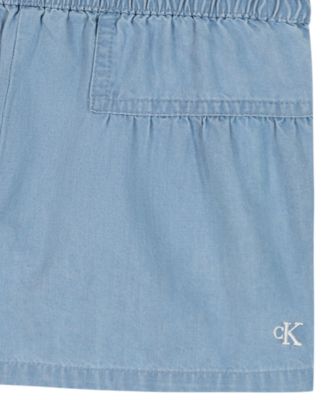 Комплект для девочек Calvin Klein топ и шорты из деним со сборками, 2 предмета — фото 1