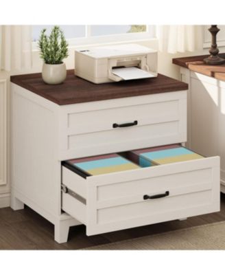 2 Drawers Lateral File Cabinet with Deepened Tabletop, Farmhouse Wood Large Filing Cabinet for Legal/Letter File wHanging Rod, Sturdy Frame