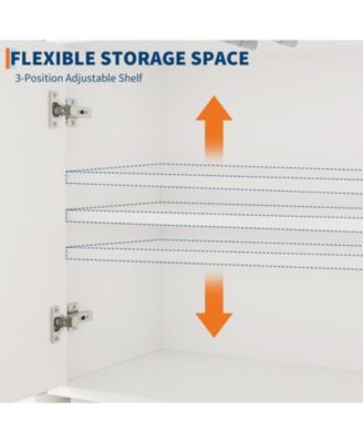 Kitchen Buffet Sideboard Cabinet with Storage, Wooden Bathroom Storage Cabinet with Adjustable Shelf and Sliding Barn Door