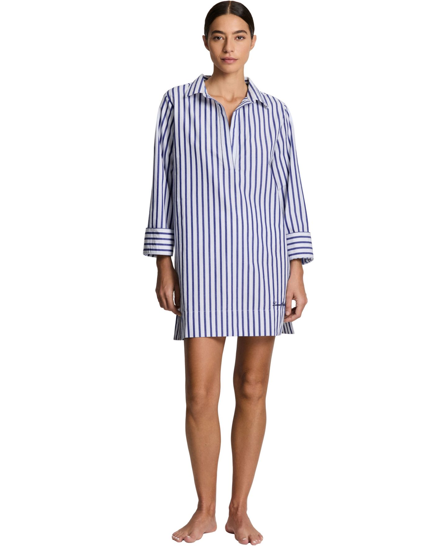 Пляжная накидка Tunic, с отворотом — Lauren Ralph Lauren, цвет: Полосатый — фото 1