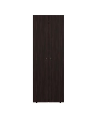 Armoire with 2 Doors 4 Shelves in Walnut and Wengue Space Saving Bedroom Storage Cabinet