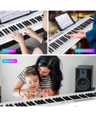 Key Foldable Electric Keyboard Piano with Wireless MIDI and Dual Speakers
