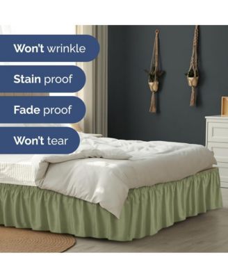 Ruffled Elastic Wrap Around Bedskirt 15 Inch Drop - Queen