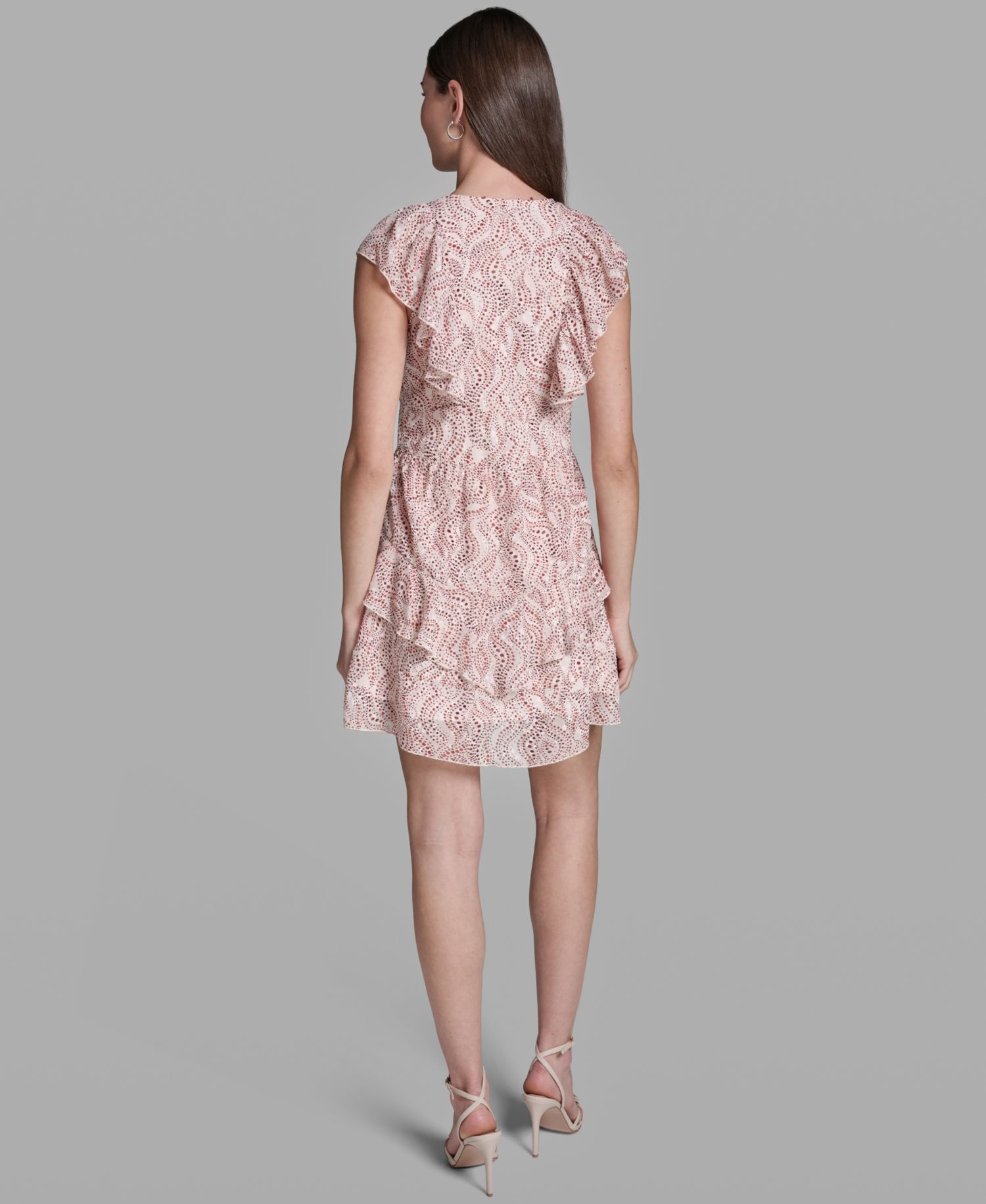 Women's Printed Ruffle V-Neck Dress