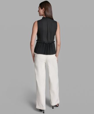 Women's Ruffles Pleated Hem Top