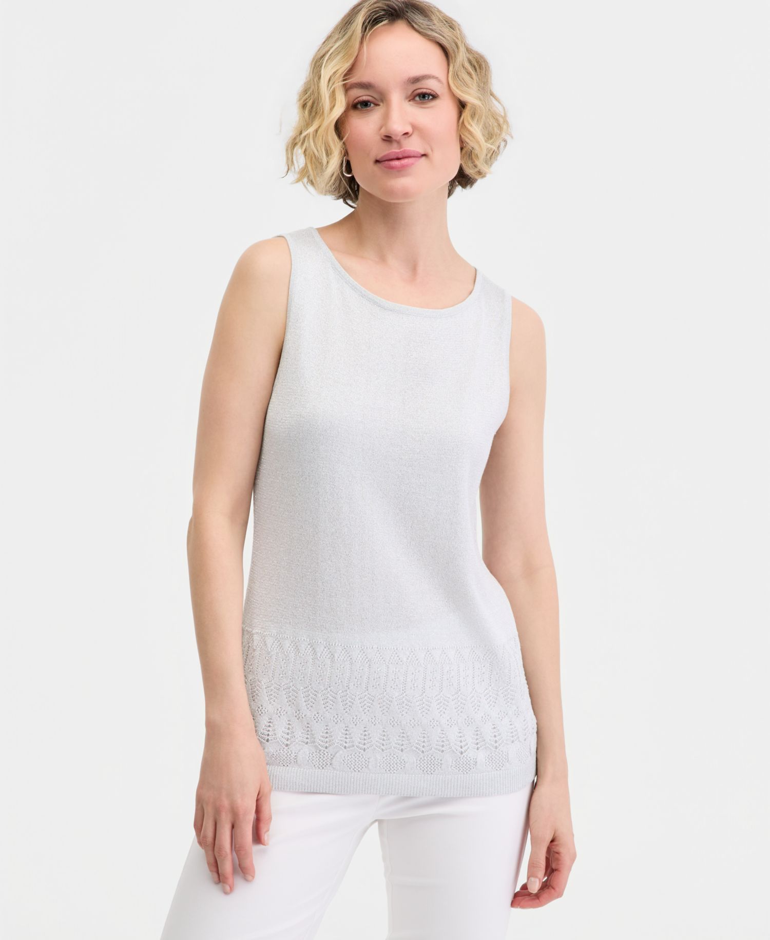 Women's Metallic Pointelle Sweater Tank Top