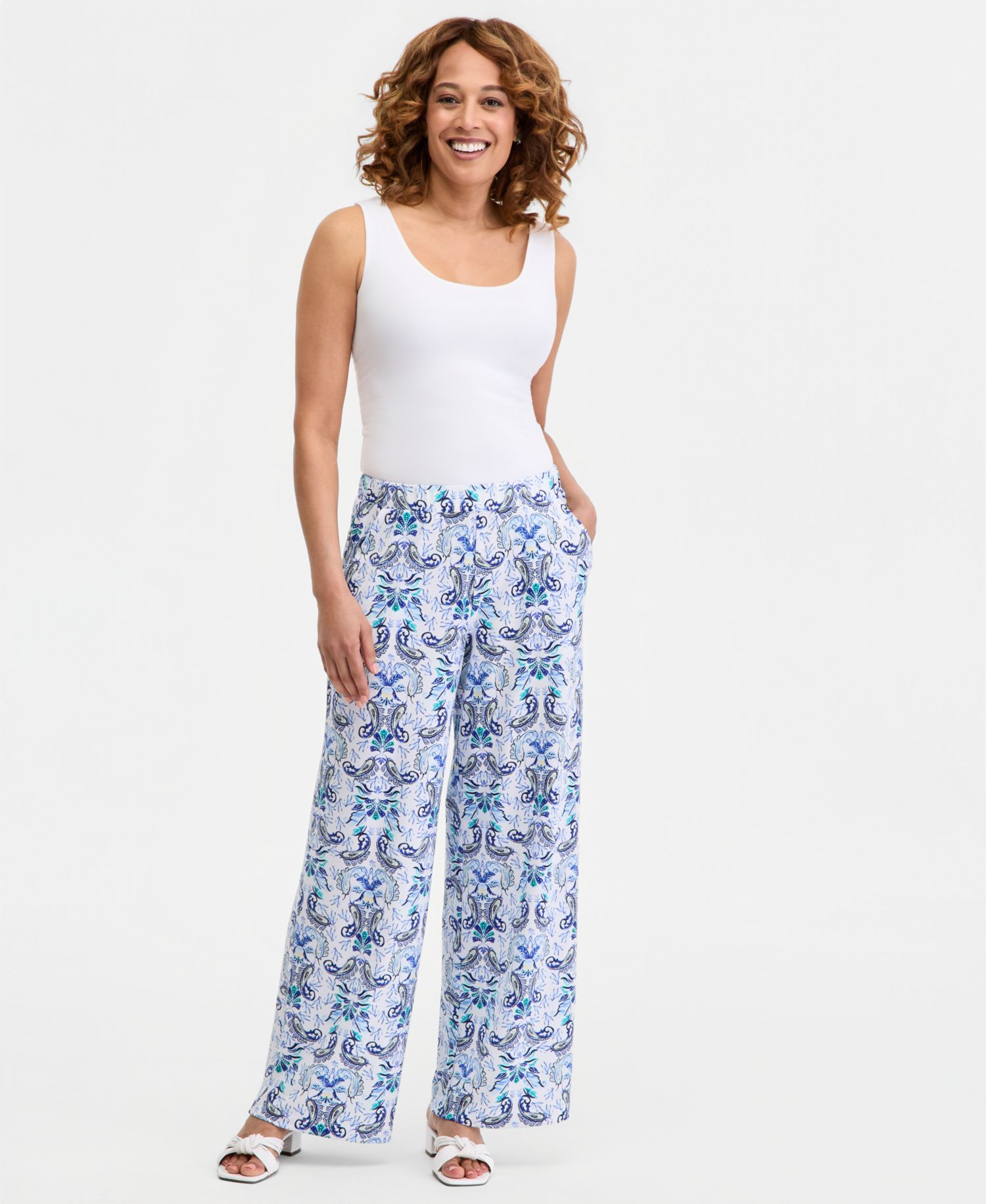 Women's Printed High-Rise Pull-On Pants