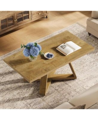 47.2" Rectangle Coffee Table for Living Room, Farmhouse Style