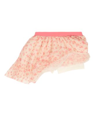 Girls' 2T-4T Flutter Sleeve Ribbed Top and Printed Tulle Skort, 2-Piece Set