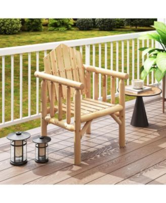 Wooden Outdoor Patio Dining Armchair with Armrests