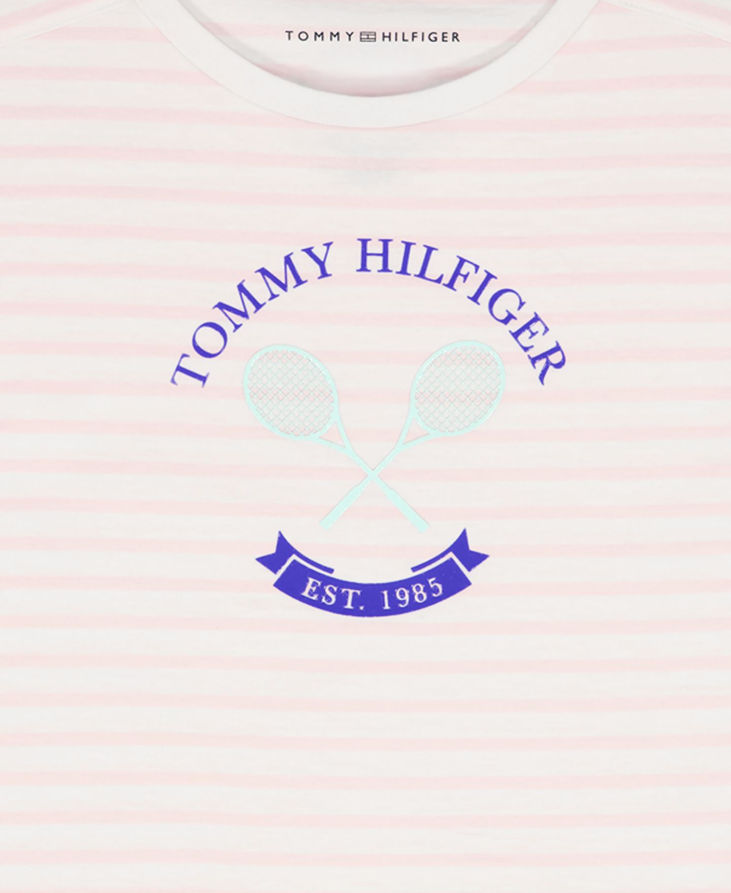 Футболка Tommy Hilfiger Round Neck Stripe для девочек, цвет: Аквамариновый — фото 9