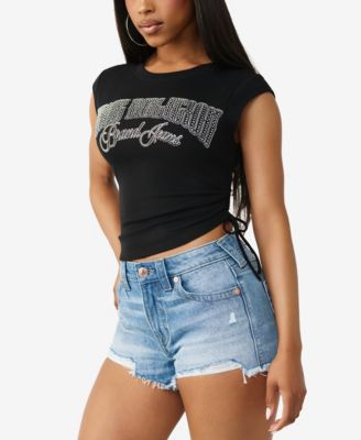 Women's Crystal Side Ruch Baby Top