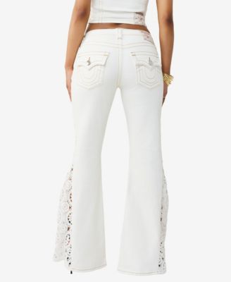 Women's Crochet Mid-Rise Flare-Flap Jeans