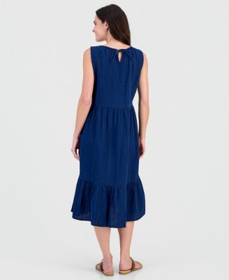 cotton gauze sleeveless dress Sleeveless double gauze button up dress ELOISE  OffOn