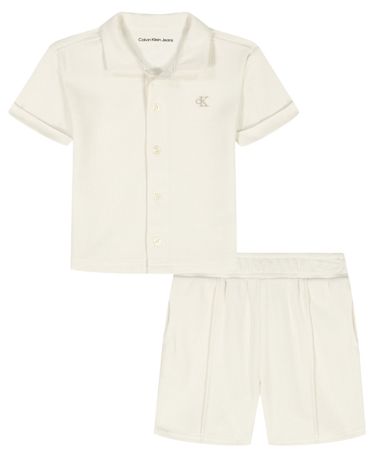 Детские Calvin Klein Toddler and Little Boys' 2T-7 Novelty Knit Shirt and Shorts, 2-Piece Set — фото 1