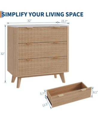 Fluted Nightstand, Modern 3 Drawer Bedside Table with Faux Marble Top, End Table for Bedroom Living Room