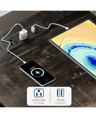 Bedside Tables Set of 2 with USB Charging Station – wood Bedside Tables with Sliding Barn Door, Adjustable Shelf