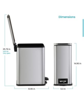 3 Gallon Slim Stainless Steel Trash Can with Soft Close Lid and Removable Liner