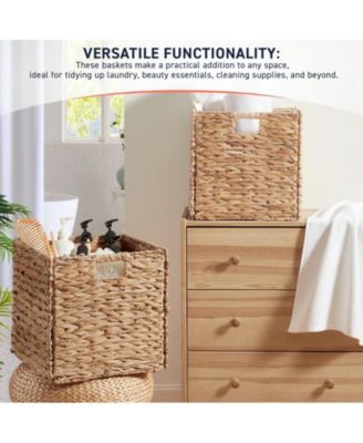 Water Hyacinth Storage Cube Bin Baskets, Set of 6