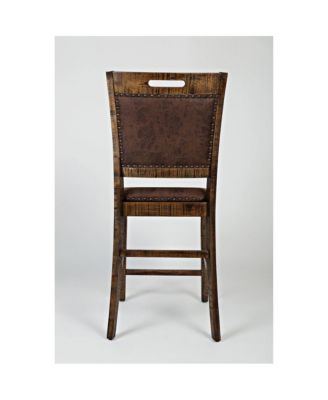 Industrial Nailhead Trim Upholstered Back Counter Stool (Set of 2)