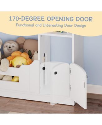 2-Tier Kids Bookshelf & Toy Storage with Motion Sensor Light, 36.6" Wide Wooden Bookcase for Nursery or Playroom