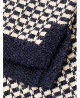 Women's Micro Check Funnel Neck Sweater