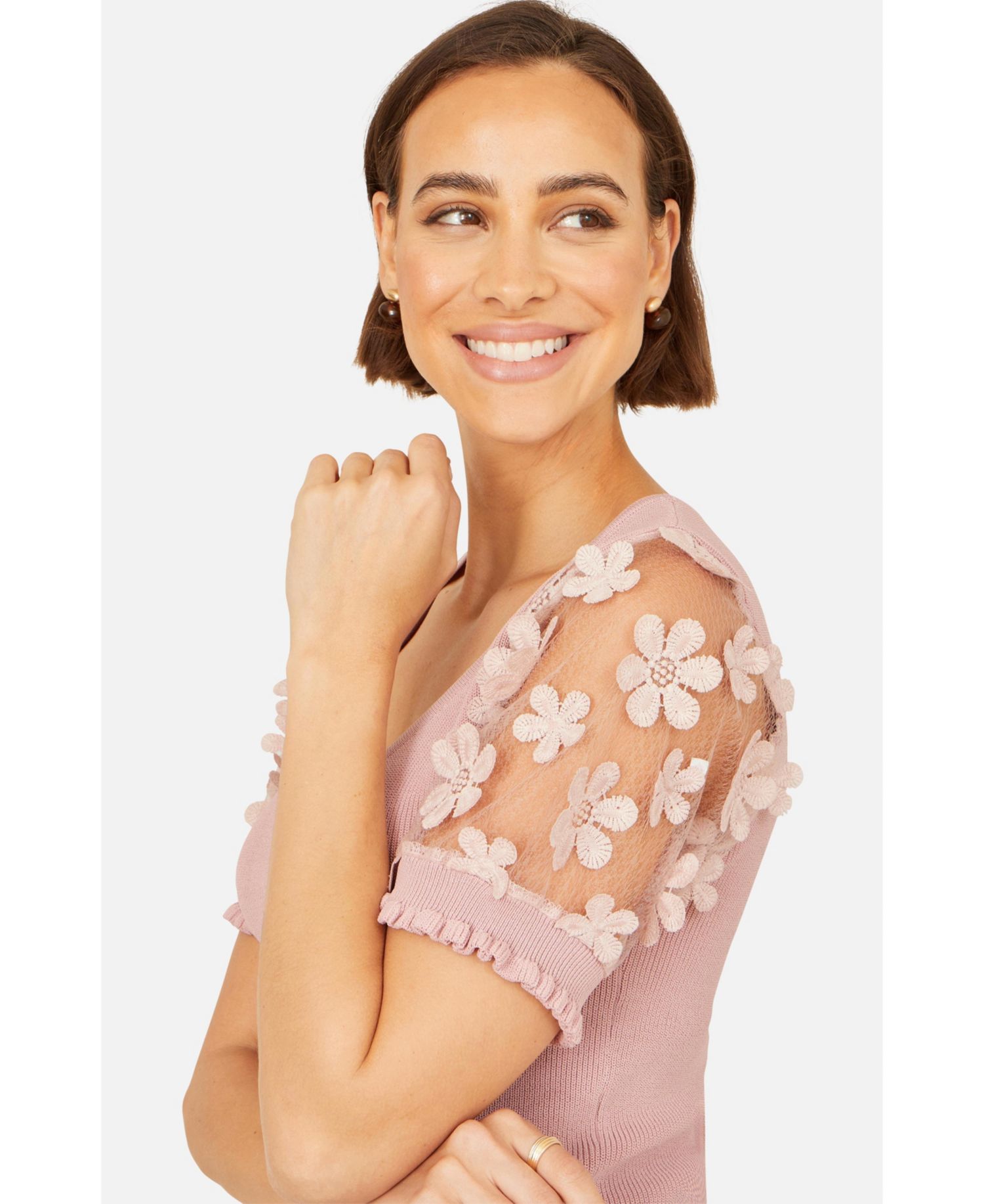 Women's Floral Applique Knitted Top