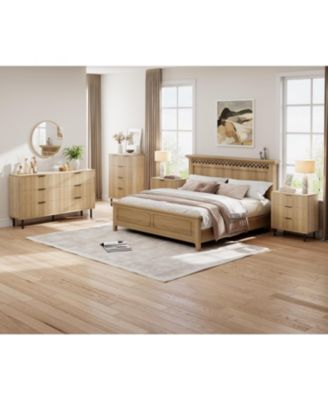 Fluted Dresser with 3 Drawers, 29.9'' Tall Closet Dresser Organizer with Anti-Tipping Device