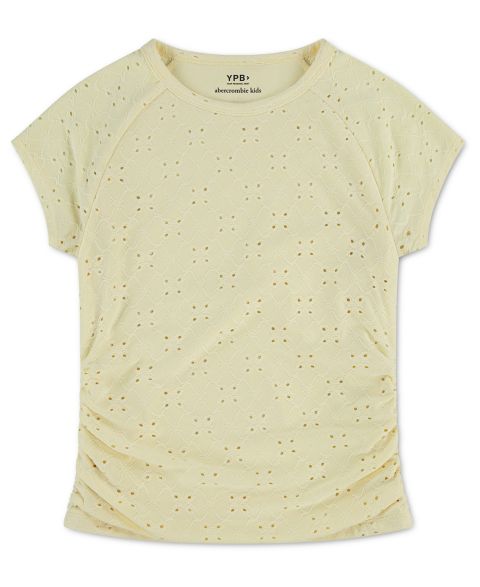 Футболка abercrombie kids YPB Eyelet Ruched Baby T-Shirt для девочек, цвет: Anise Flower