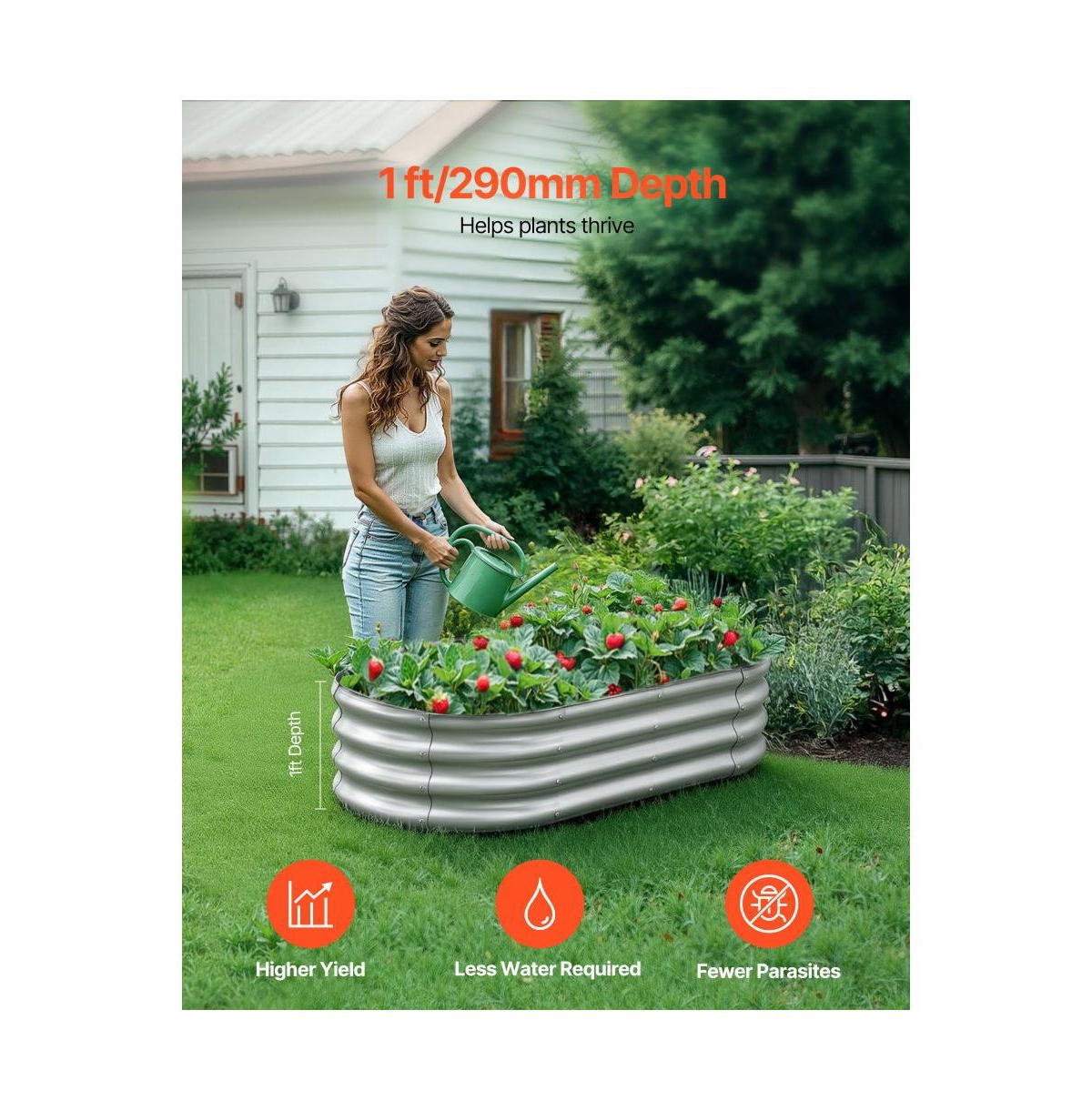 Slickblue Outdoor Metal Raised Bed for Vegetables & Flowers