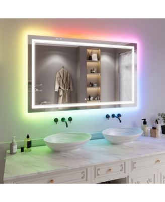 LED Bathroom Mirror 60" x 36", Front & Backlit Vanity Mirror with Dimmable Lights, Anti Fog & 3 Color Temperature