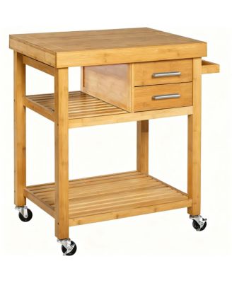 Kitchen Island Cart with Drawers, Shelves, Towel Rack, Casters