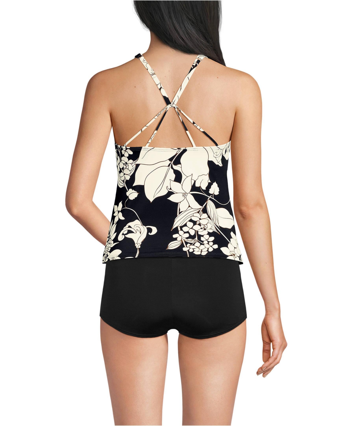 Lands' End Women's Ddd-Cup Tugless High Neck Strappy Back Tankini Top