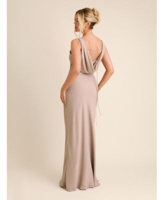 Women's Plunge Cowl Chiffon Bridesmaid Dress