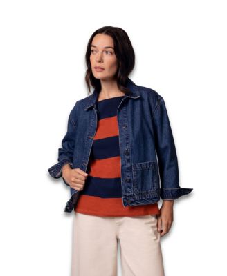 Women's Long Sleeve Patch Pocket Denim Jacket