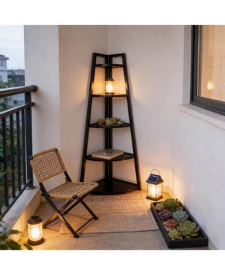 5-Tier Tall Corner Shelf, Ladder Display Shelf, Industrial Storage Organizer with 5 Open Shelves for Living Room, Home Office