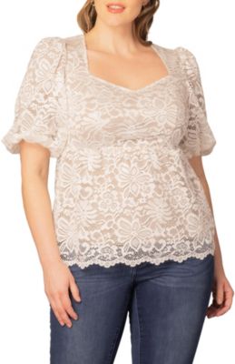 Plus Size Winsome Sweetheart Lace Peplum Top