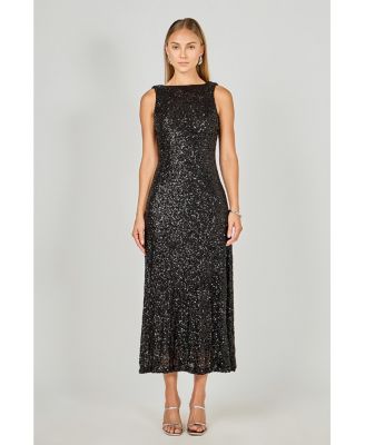 Women's Open Back Sleeveless Sequins Maxi Dress