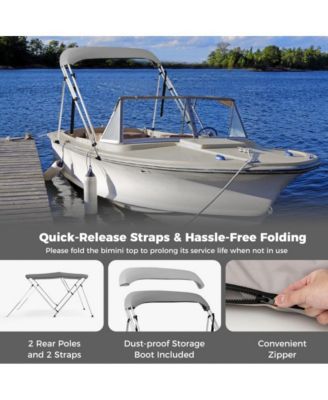3-Bow Boat Bimini Top Sun Shade Boat Canopy with Storage Boot