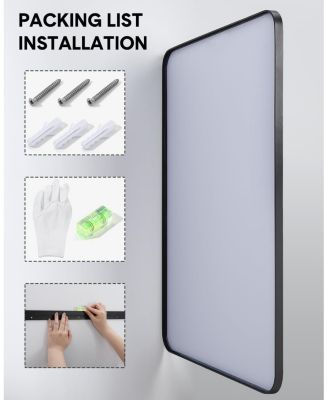 Mirror Wall Mounted, Metal Frame Mirror Dressing Make-Up Vanity Mirror, Anti-Rust, Tempered Glass for Bathroom, Entryway, Living Room, Hallway