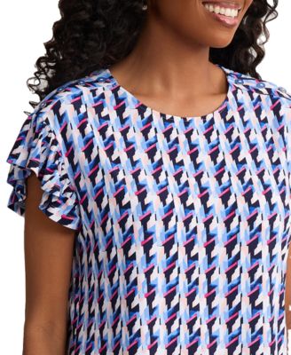 Women's Flutter-Sleeve Round Neck Top