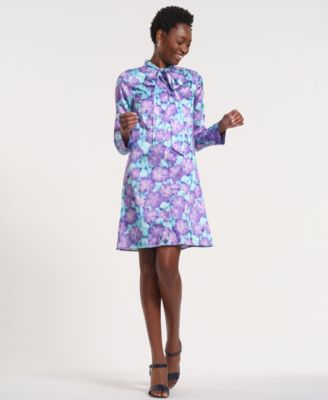 Women's Long-Sleeve Bow-Tie Neck Dress