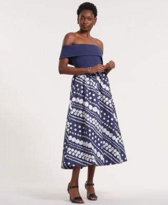 Women's Off-The-Shoulder Printed Maxi Dress