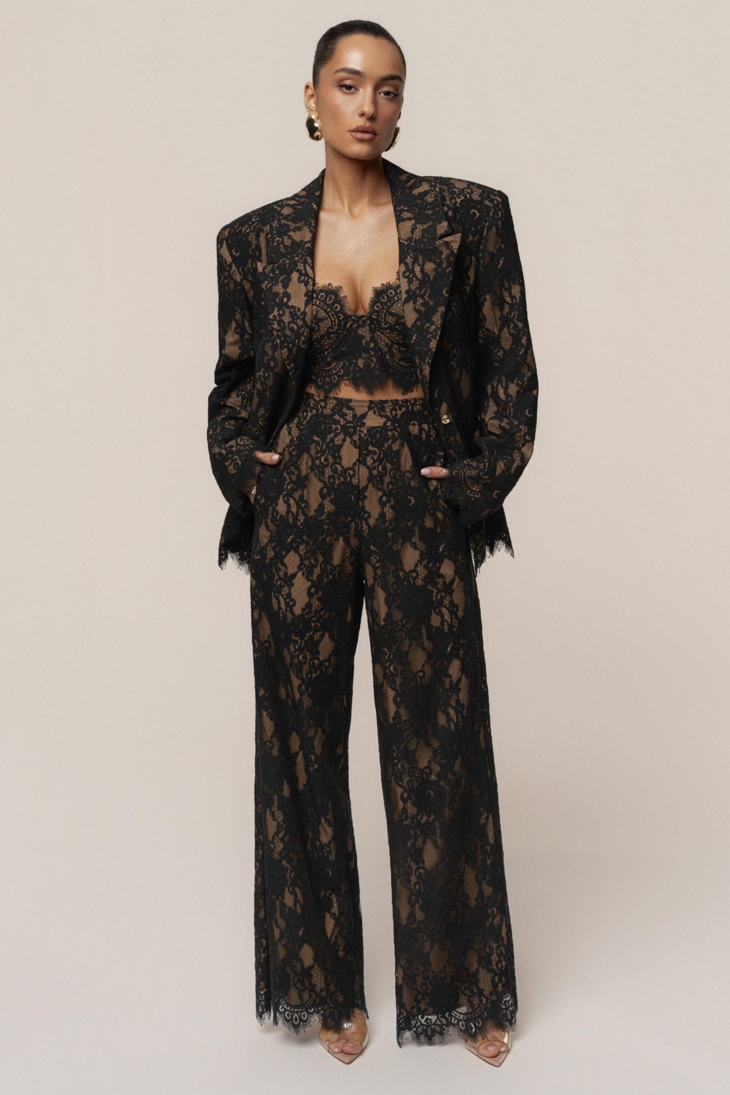 Женские брюки JLUXLABEL Forever Crush Lace Pant, цвет: Чёрный — фото 8