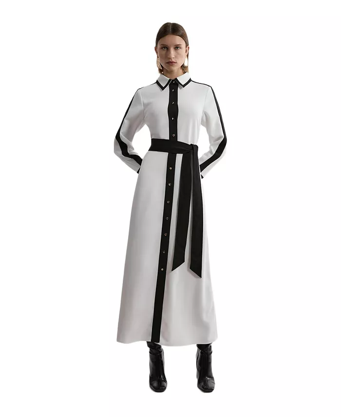 Women's Belted Midi Shirt Dress