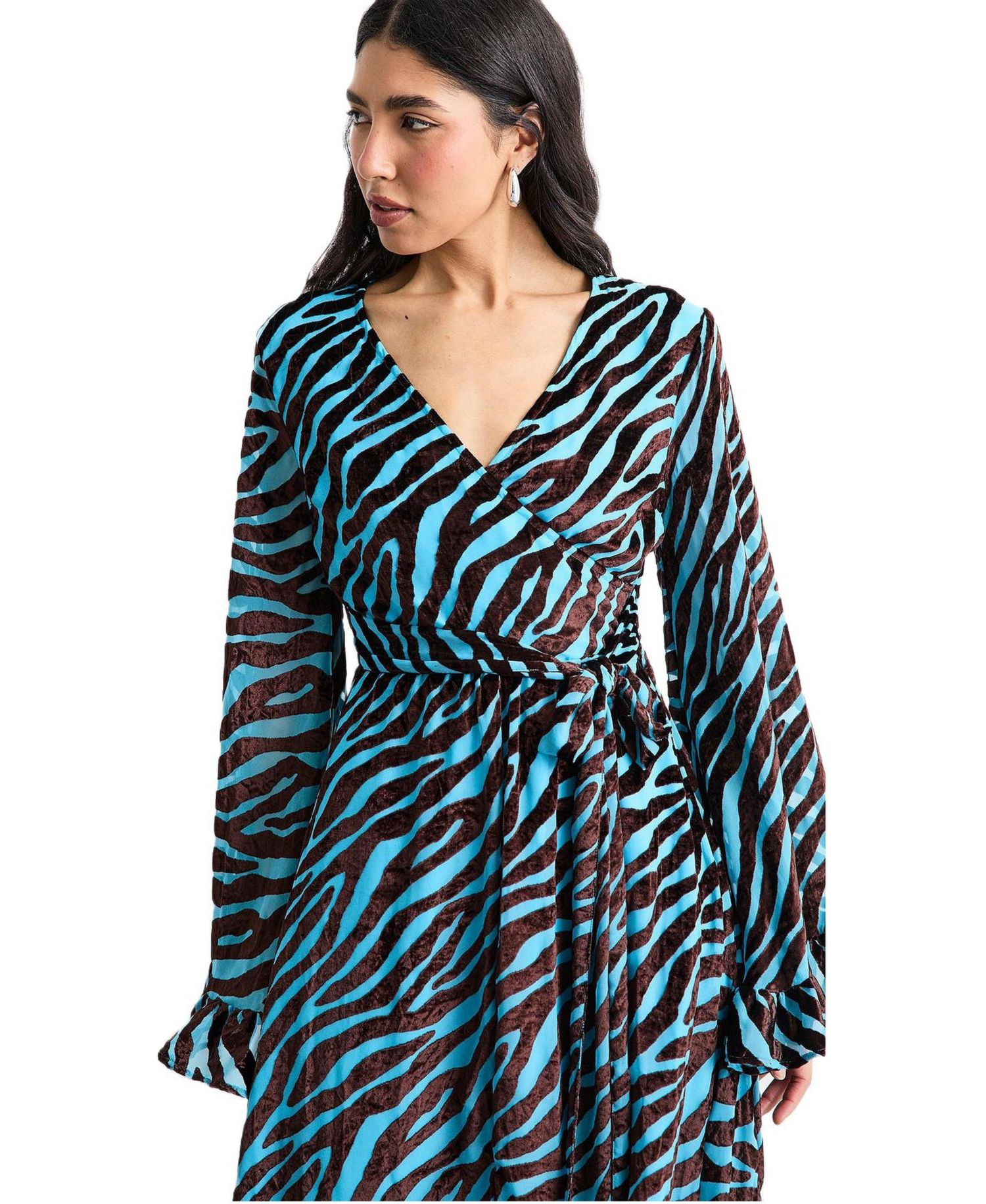 Women's Burnout Velvet Plunge Maxi Dress