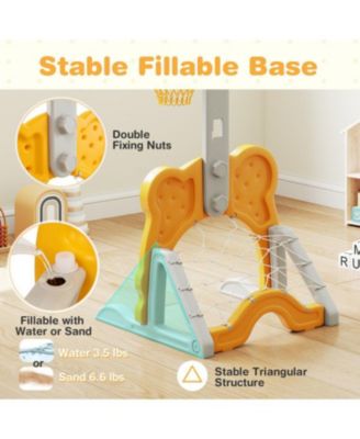 4-in-1 Toddler Height Adjustable Basketball Hoop with Ring Toss for 3+ Kids